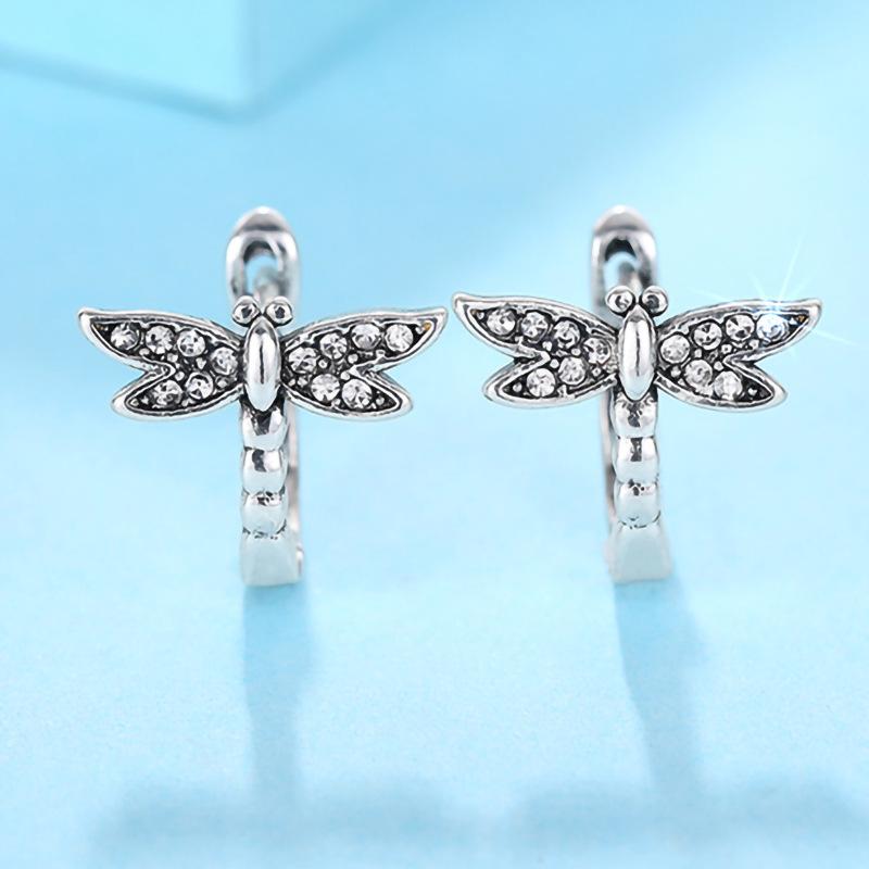 2024 New Dragonfly Animal Earrings for Daily Matching, Small and Cute Earrings, Trendy Fashionable Zircon Wholesale