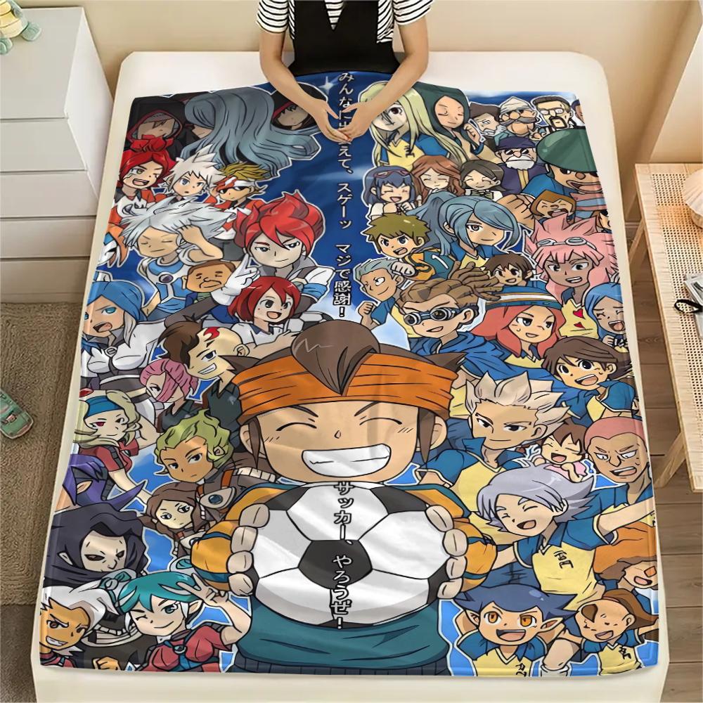 1Pc Inazuma Eleven Soccer Print Flannel Blanket, High Quality Comfortable for All Seasons, Home Decor, Warmth and Comfort, Perfect for Christmas Gifts