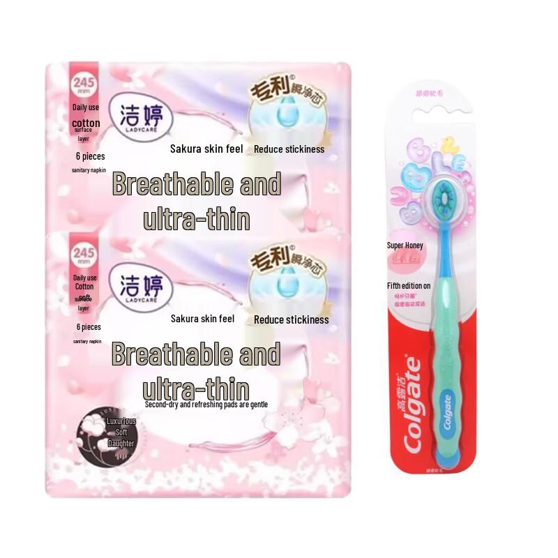 Colgate Kids Ultra-Soft Toothbrush & Sanitary Pads Bundle