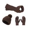 3Pcs/Set Winter Hat Scarf Gloves Set Solid Color Windproof Plush Ball Hat Neck Warmer Touch Screen Gloves Set