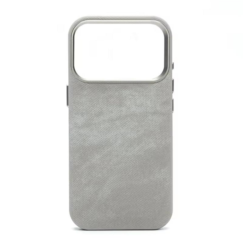 

Роскошный противоударный чехол из волокнистой кожи для iPhone 17 Air Pro Max 16 15 14 Plus 13 12 16E с магнитной задней крышкой для беспроводной зарядки MagSafe iPhone 17 Pro Max серый