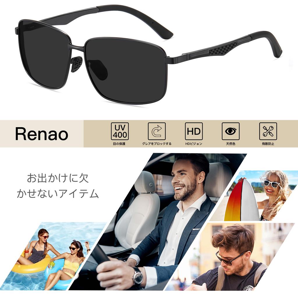 Renao Polarized Sports Sunglasses with UV400 Titanium Ultra for and A Great Men's Sunglasses, Protection, Alloy, Lightweight, Running, Driving,