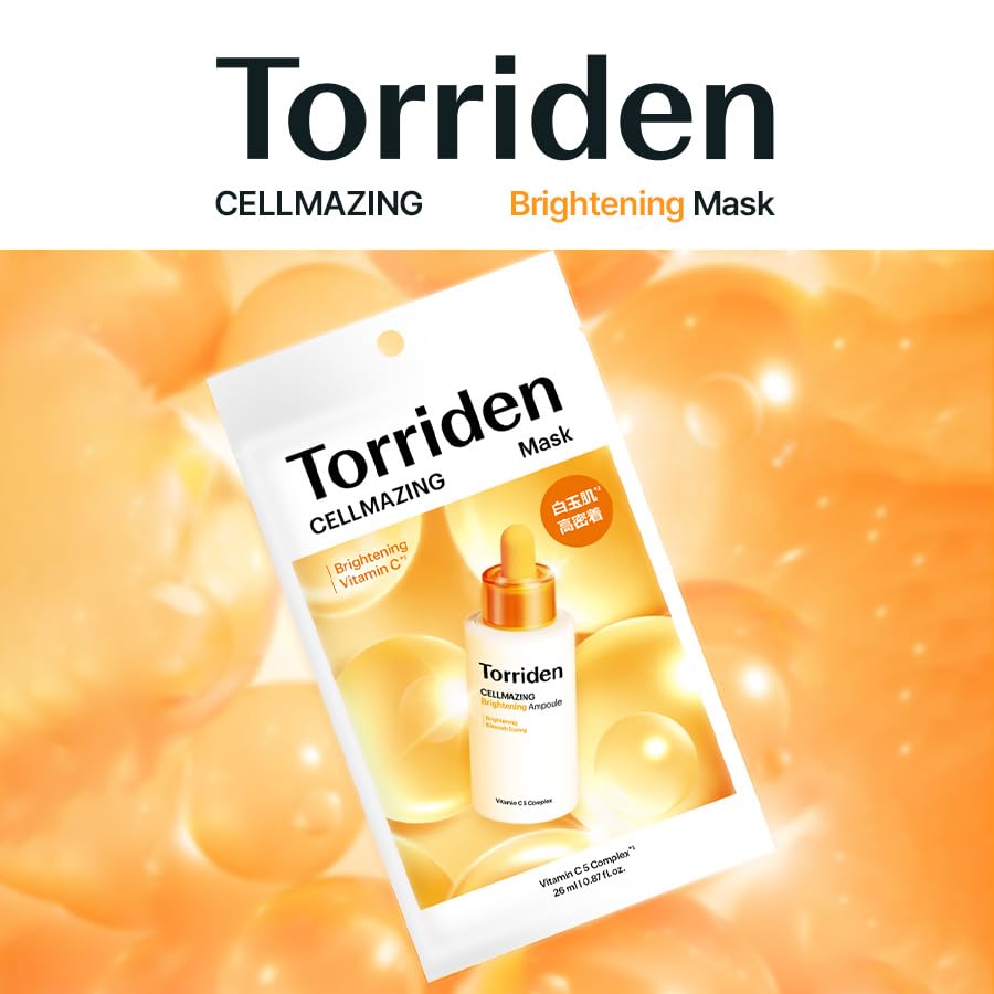 Torriden Cellumezing Vita C Brightening Mask Sheet Face Korean Sensitive Vitamin Pore Niacinamide (10 Sheets) [Official/Authentic] Mask, Pack,