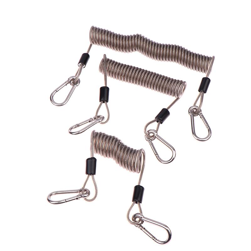 Verstärktes Lanyard zum Spinnfischen 49 Litzen Stahldraht verdrilltes Halteband 1,5-3M Teleskopische Ausrüstungssicherung mit Karabinern