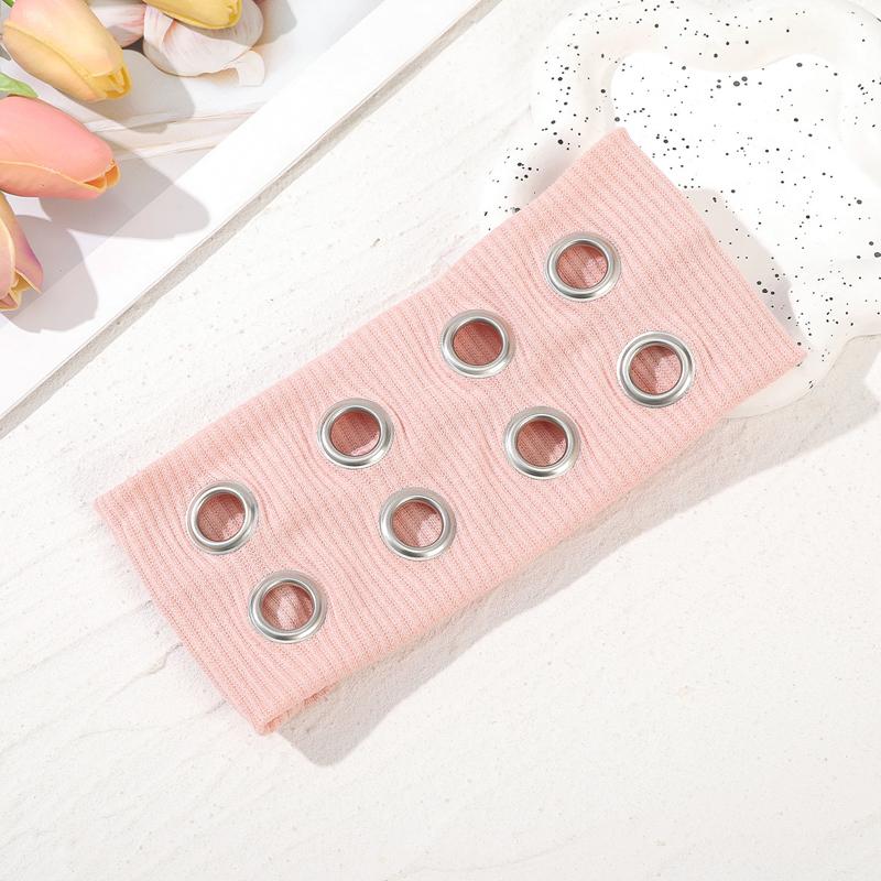

Punk Girl Hollowed Out Eyelets Wide Elastic Headband Stretchy Metal Rock Steampunk For Sports Casual Headbands Hair Accessories