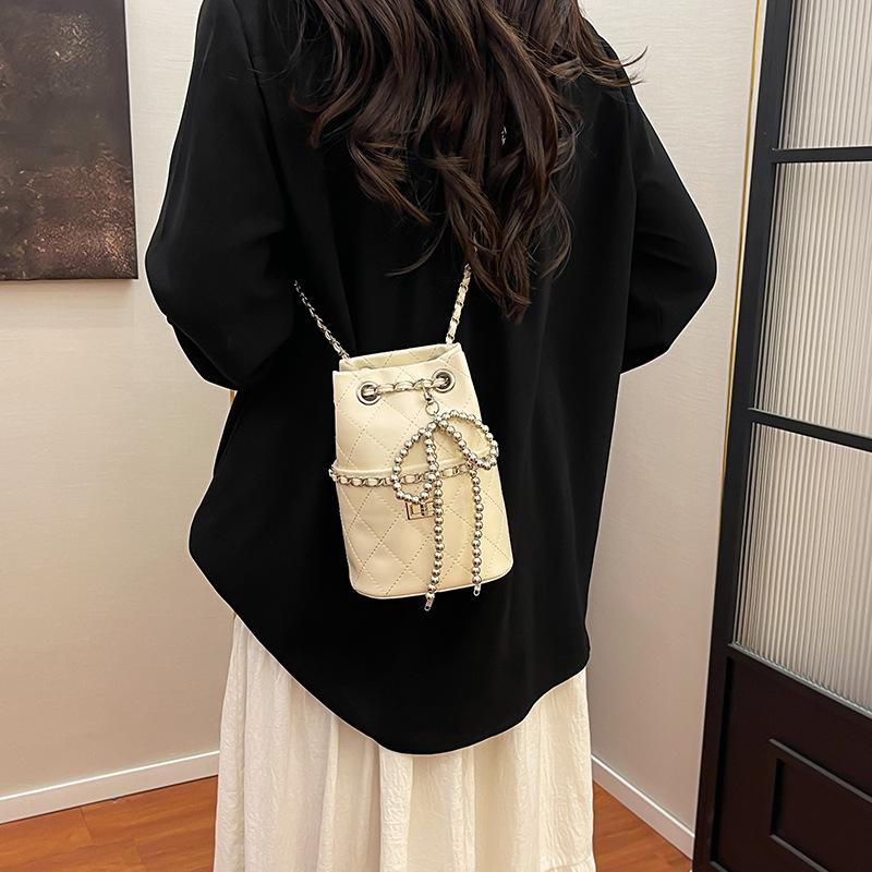 New Niche Design Embroidery Thread Chain Bucket Bag Trendy Shoulder Crossbody Women's Bag