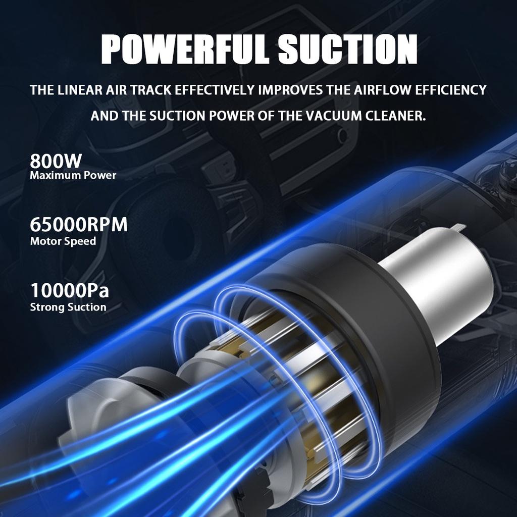 10 000 Pa 12 000 mAh 800 W ruční bezdrátový vysavač do auta Výkonný cyklónový vysavač Dobíjecí mokro-suchý auto Home