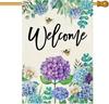 Summer Spring Hydrangea House Ag Double Sided , Purple Blue Ower F XXQ