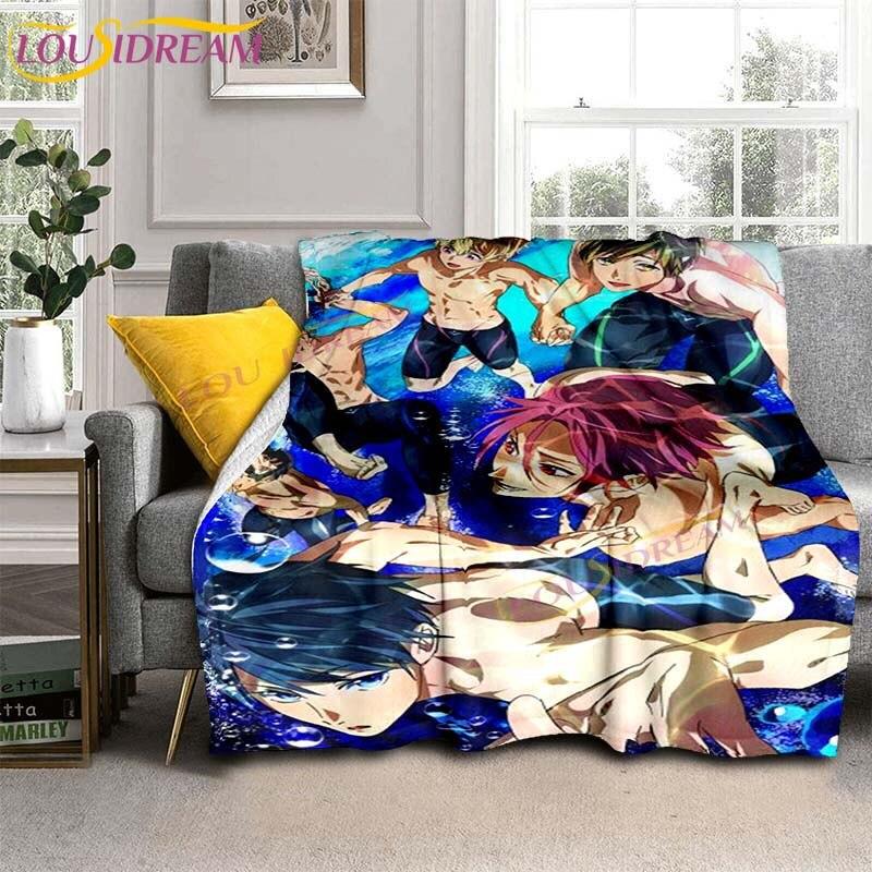 Gratis Iwatobi Swim Club Dekens Cartoon Bedspreien Dekens Anime Flanellen Dekens Bank Bed Dekens Plaid Dekens Cadeaus
