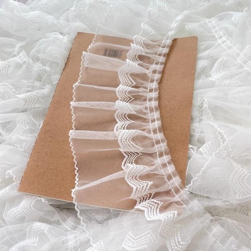 2025 New White Embroidered Double Tulle Lace DIY Clothes Cuff Neckline Long Skirt Hem Curtain Edge Sewing Factory Supply Renda