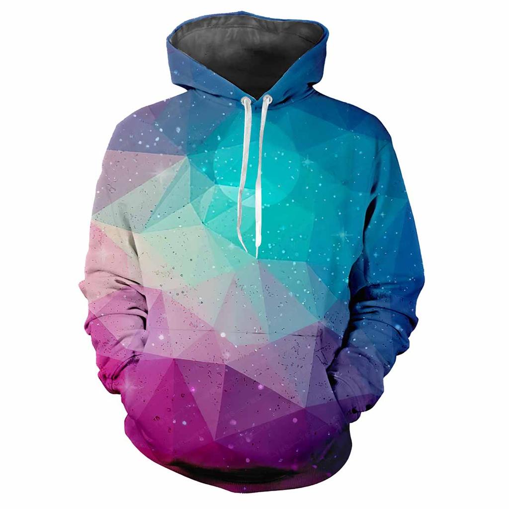 Trendy men's Hoodie Printed Tartan Patterns Digital Printing Casual Long Sleeved Hooded Thick Fabric Tops