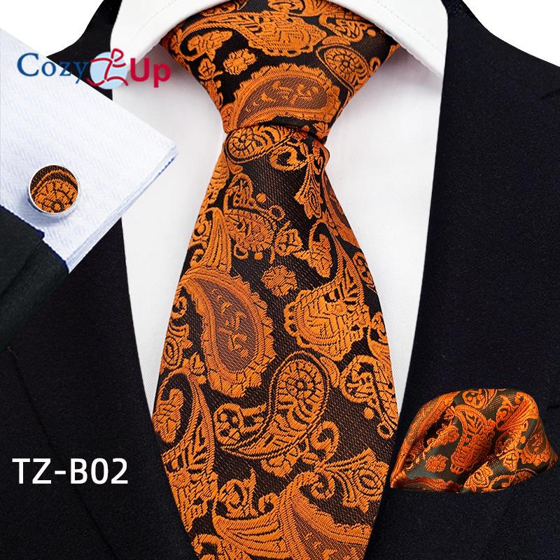 Cozy Up Three-piece Set Paisley Fashion Business Men's Tie Includes Tie Cufflinks Handkerchief