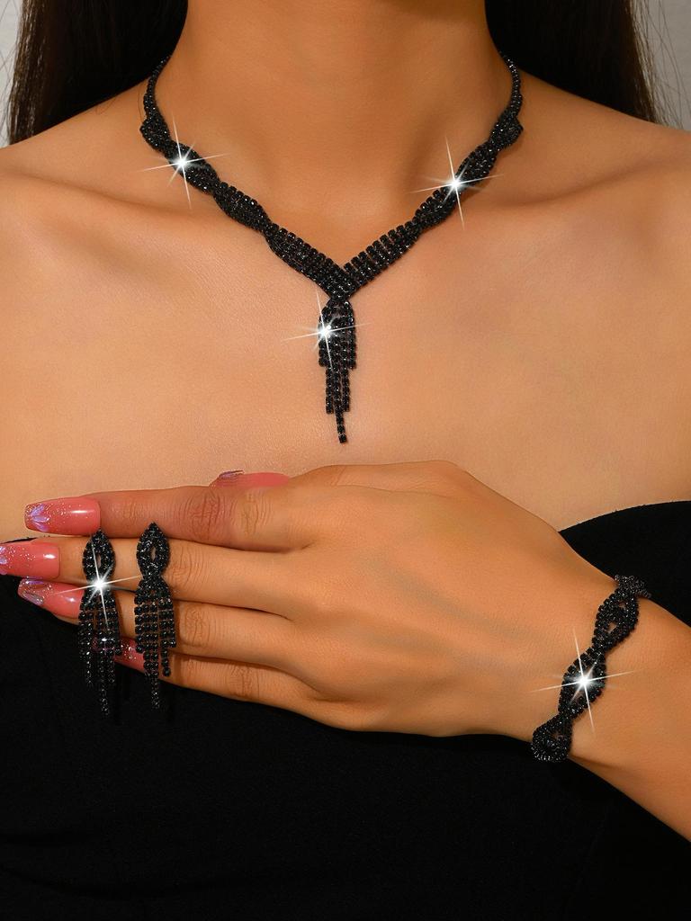 Silberschmuck-Set: Damen-Hochzeitsfotografie-Accessoires mit Halskette & Ohrringen in unabhängiger Verpackung