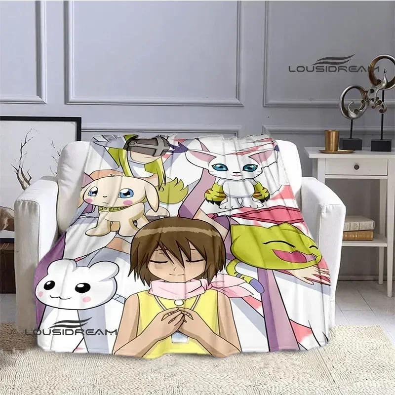 Coperta stampata cartone animato Digimon Coperta in flanella Coperta calda coperta da picnic Coperta da casa da viaggio fodere per letto Regalo di compleanno