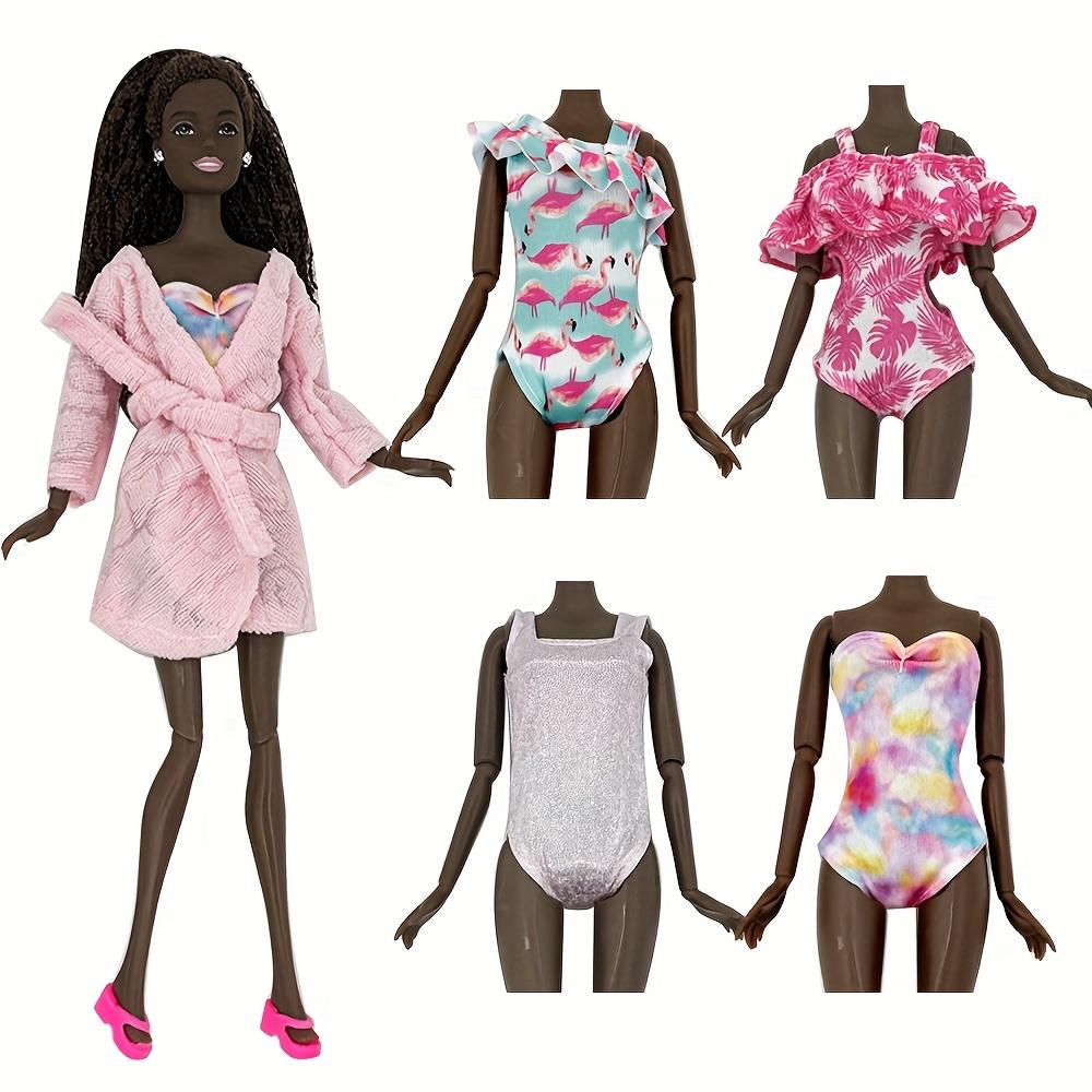 Ensemble de 6 pièces de vêtements pour poupée fille de 11,5 pouces, Maillots de bain, Peignoirs, Pantoufles, Accessoires de poupée à la mode, Jouets d'habillage mignons