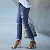 Women's Skinny Ripped Jeans Mid Rise Distressed Destroyed Denim Pants with Pockets Stretchy Slim Fit Jean Trousers