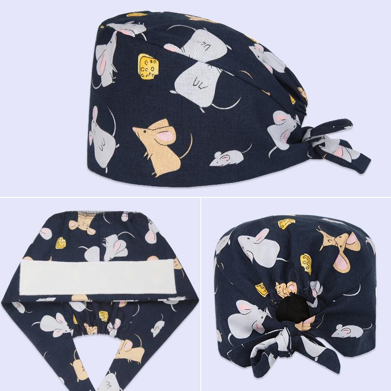 Surgical Scrub Caps Adjustable Beauty Agency Pharmacy Aesthetic Cap Veterinarian Working Pet Hospital Printed Scrub Hat Nurses