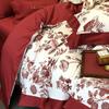 Elegant Big Red Wedding Cotton Sateen Duvet Cover Set: 100% Long-Staple Cotton, Four-Piece Bedding for Wedding Celebration.