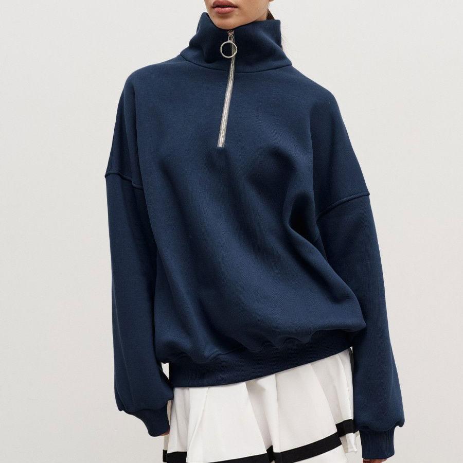 GMXIA Límec Mikina Podzim a Zima Dámský Unisex Styl Móda Streetový Trend Volná Klopa Zip Mikina