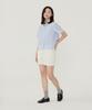 COVERNAT WOMAN Seersucker Half Shirt Sky Blue