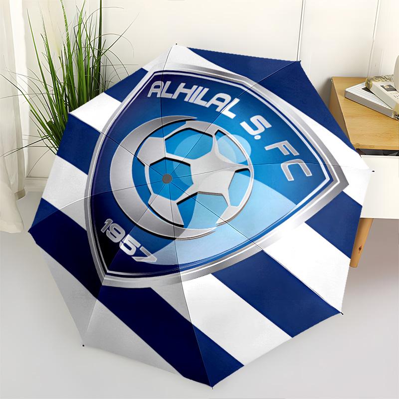 1 PC Automatic Folding Umbrella - Al Hilal Sfc Pattern Portable Foldable Design With 8 Ribs Christmas Birthday Gifts