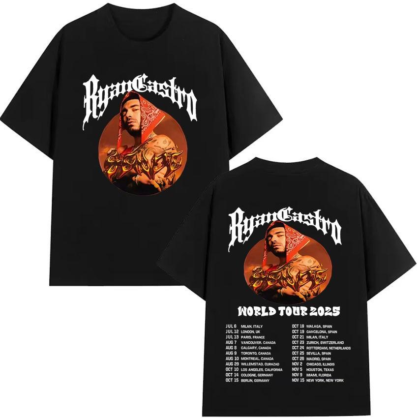 

2026 New Ryan Castro Sende World Tour Merchandise Trend Highquality Harajuku Streetwear Summer Print Pure Cotton Tshirt 4XL