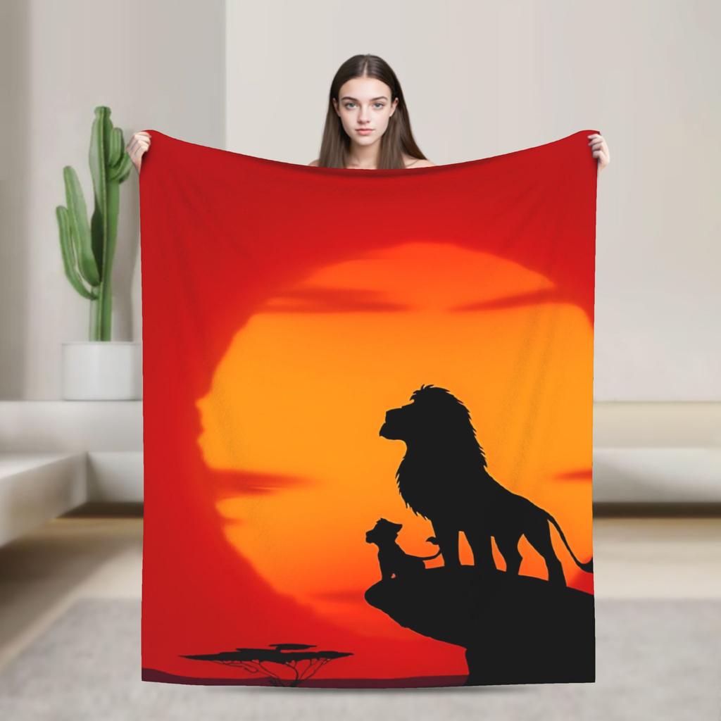 Simba Le Roi Lion Housse de Couverture Anime Couvertures Jetées en Flanelle Literie Canapé Portable Doux Chaud Couvre-lits