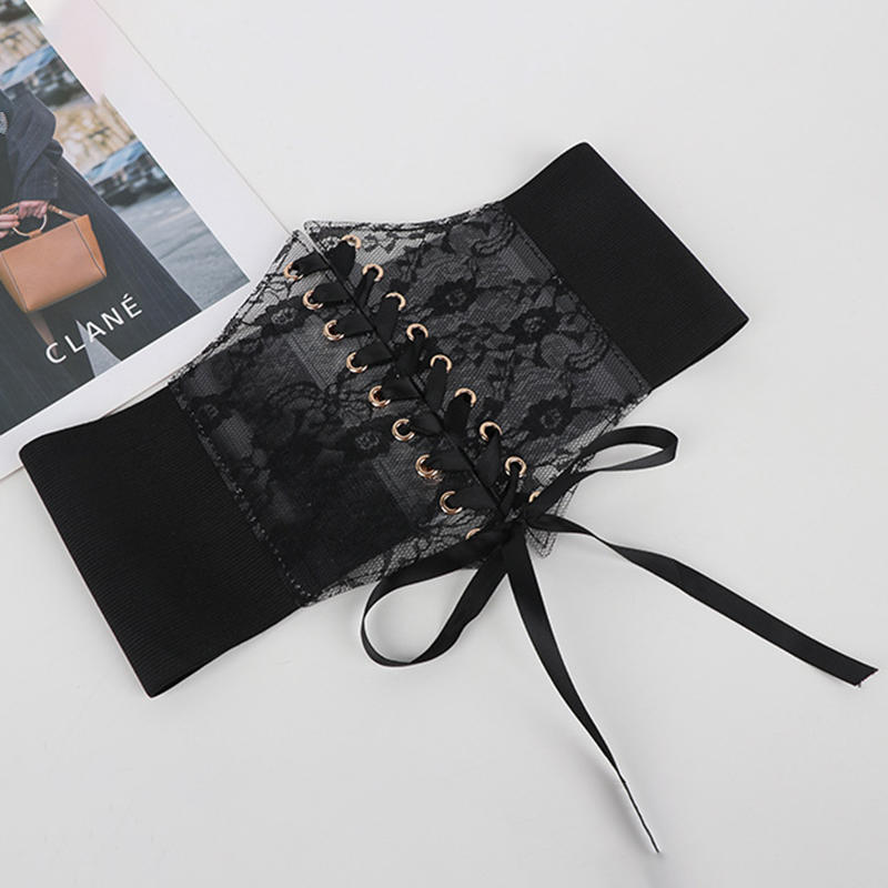Corset Punk Black Wide Belts Slimming Body Women Elastic High Waist Belt Female Cummerbunds Fashionable Lace-up Hot