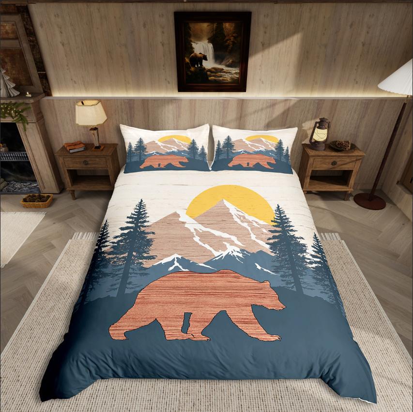 Homewish Set Copripiumino Animale Cervo Set Biancheria da Letto Caccia Fauna Selvatica del Bosco Per Adolescenti Decorazione Safari nella Giungla