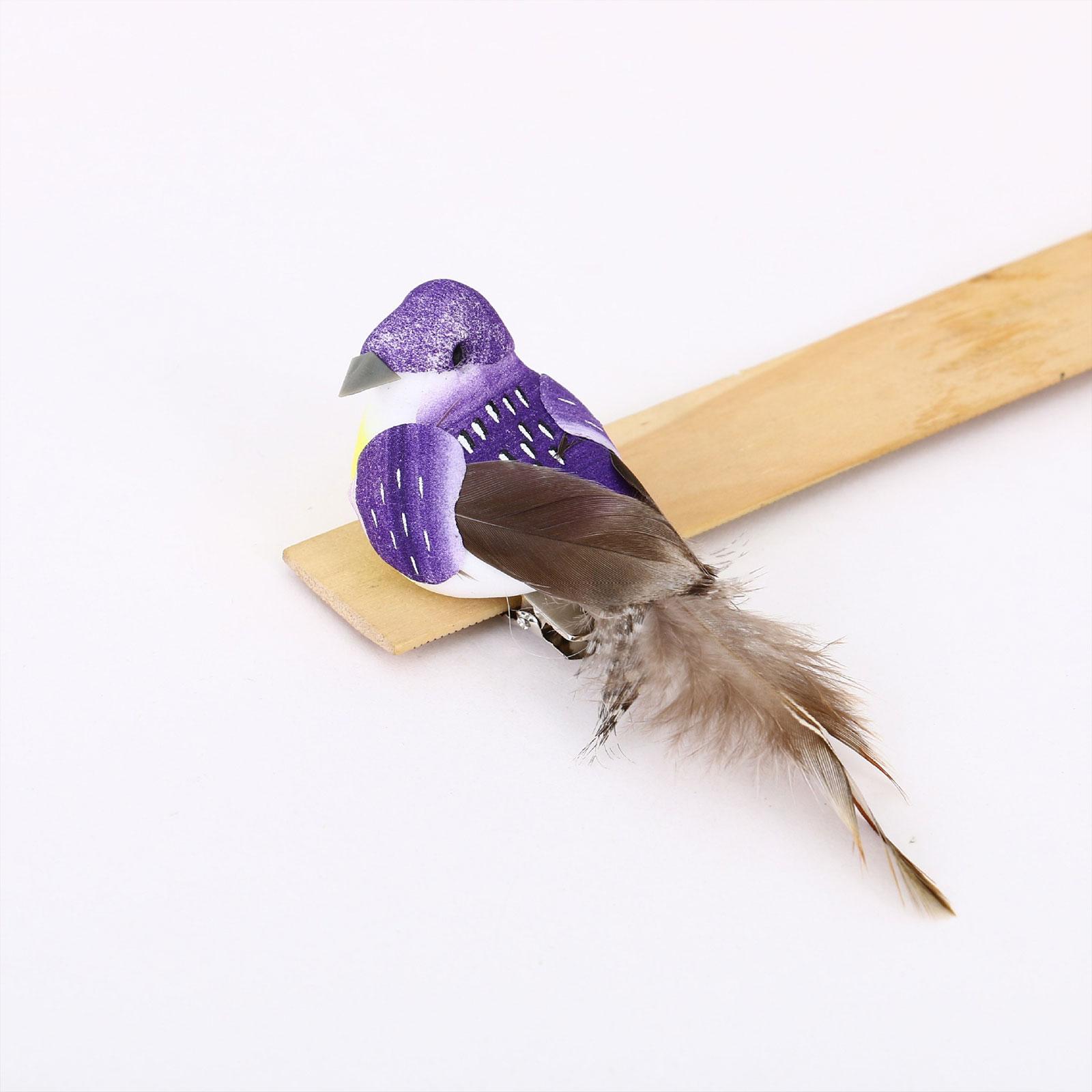 12pcs Colourful Artificial Birds Tree Decor Mini Artificial Foam Bird Feather Foam Birds Garden Bird Ornaments for DIY Crafts