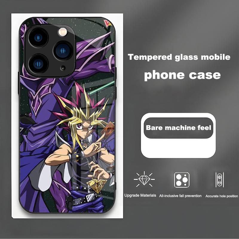 Dark Yu Gi Oh Fall prevention for IPhone 15 Pro Max 14 13 12 11 X XS XR 5 6 7 8 Plus 2020 2022 SE Tempered glass phone case