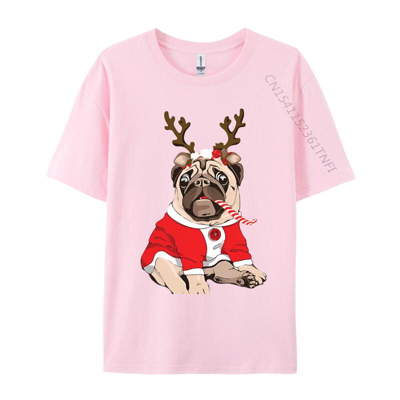 Graphic T Shirts Men Pug Deer Pug Lovers Reindeer Christmas Tshirt Soft Breathable Cotton Tops Tee 3xl Men Clothing
