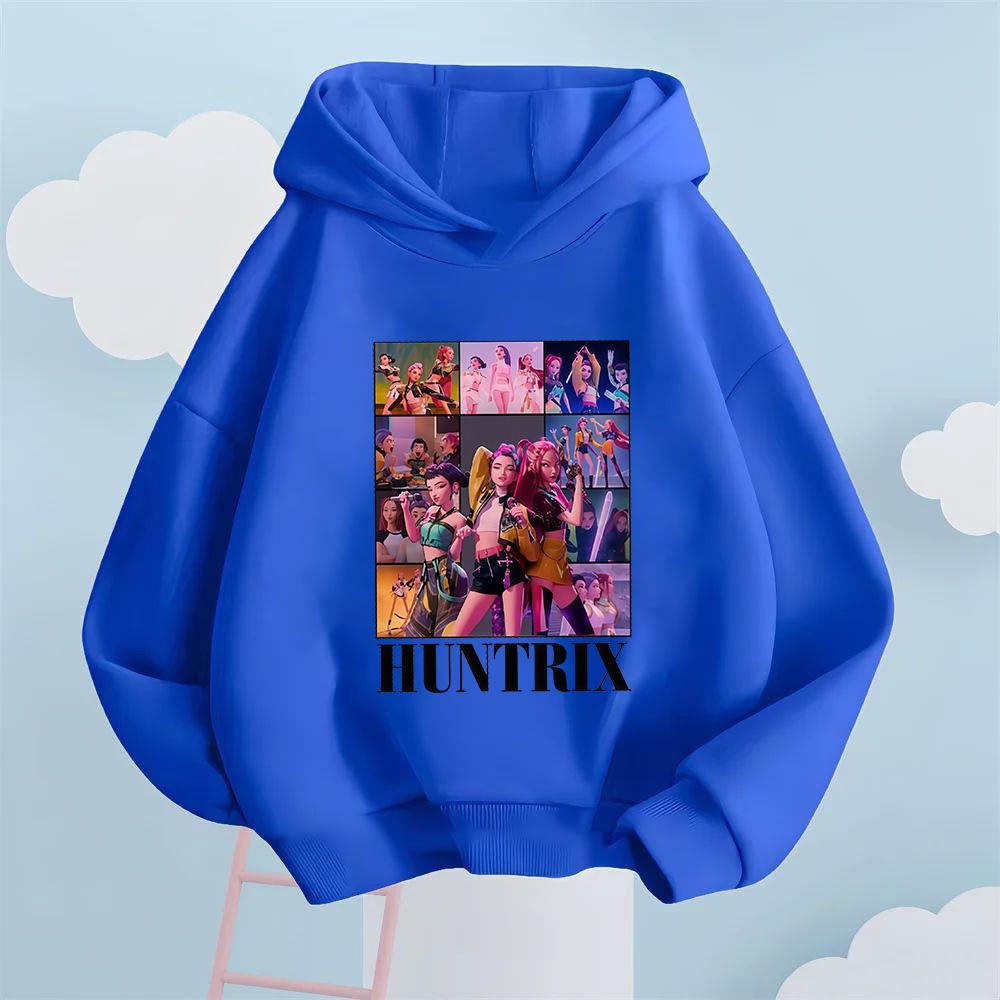 2025 Höst/Vinter Barnsportkläder, Flickors Lediga Topp, Sportkläder Tryckt Kpop Devil Hunter Hoodie