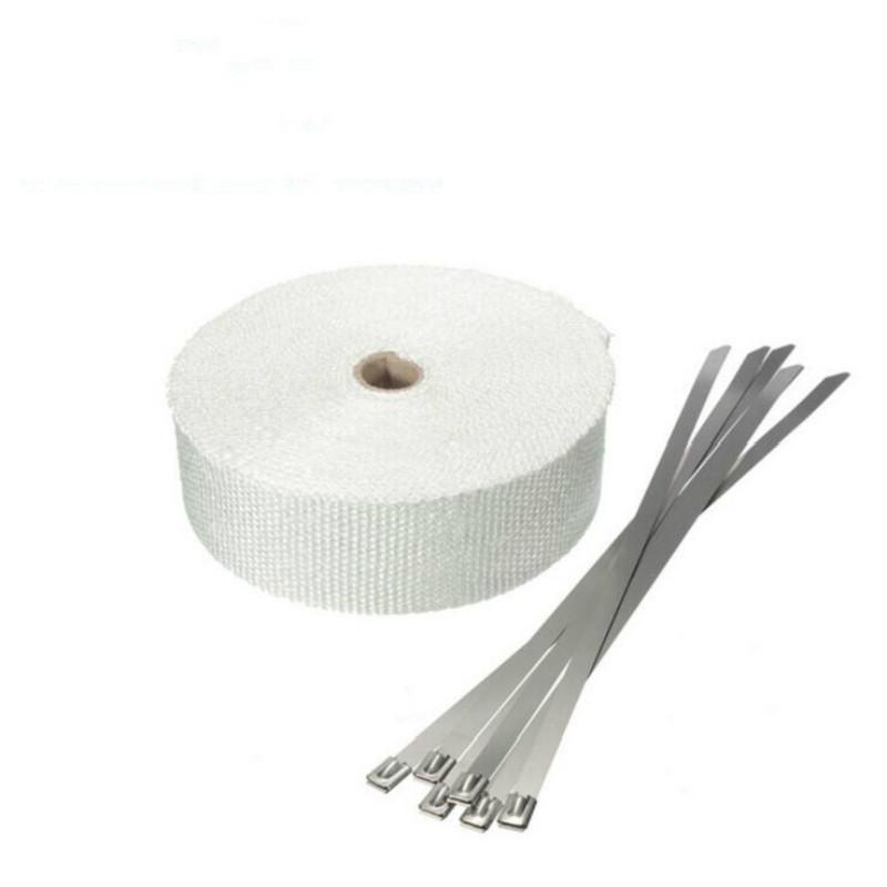 5M Car Motorcycle Exhaust Wrap Pipe Header Heat Wrap Turbo Mainfold Heat Exhaust Thermal Wrap Tape Stainless Steel Ties