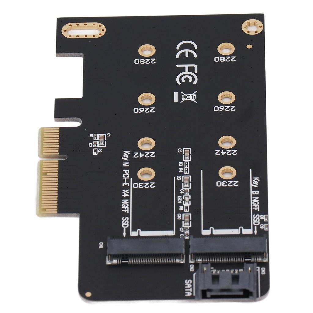 NGFF M.2 to PCIe Adapter Support NGFF B Key M Key PCIe X4 Card with SATA 3.0 Cable for 2242 2260 2280 SSD