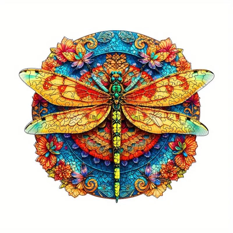 Wooden Alien Irregular Dragonfly Puzzle Scientific Puzzle Adult Children Hand-Eye Coordination Development Intellectual Potential