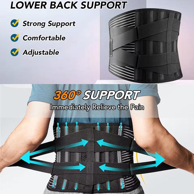 Lower back bracket for men and women, with 6 anti-sliding orthopedic lumbar support breathable lumbar support belts