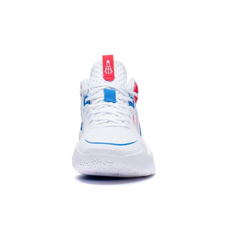 Li Ning Sonic 10 Youth Edition Abrasion Resistant Breathable Mid top Children's Basketball Shoes White Blue ABPS013-4