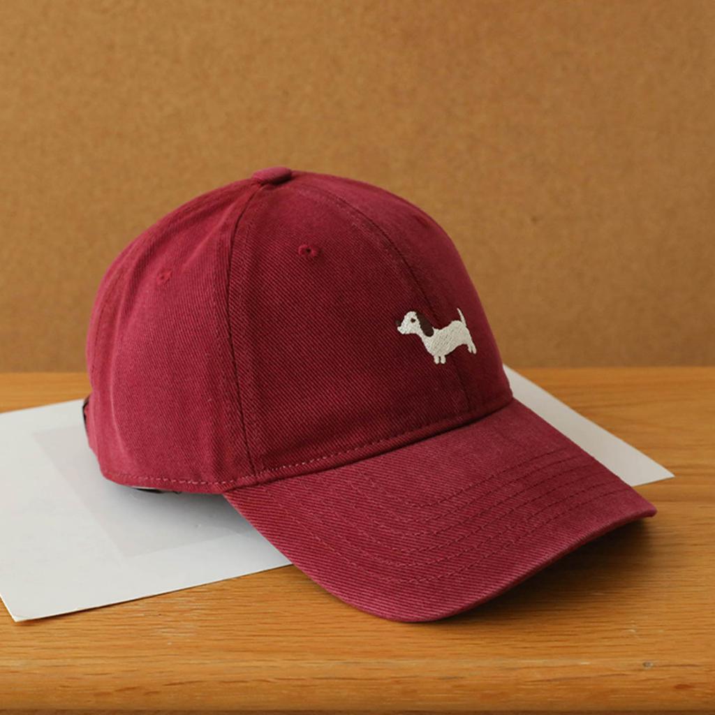 Cartoon Puppy Stitched Cotton Hat Lightweight Adjustable Closure Unisex Fashion Headwear 6 Colors