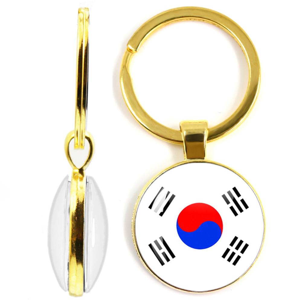 National Flag Double-Sided Keychain Korea, Serbia, Russia, Slovenia, Argentina, The United States,Turkey, Spain,Dominica Keyring