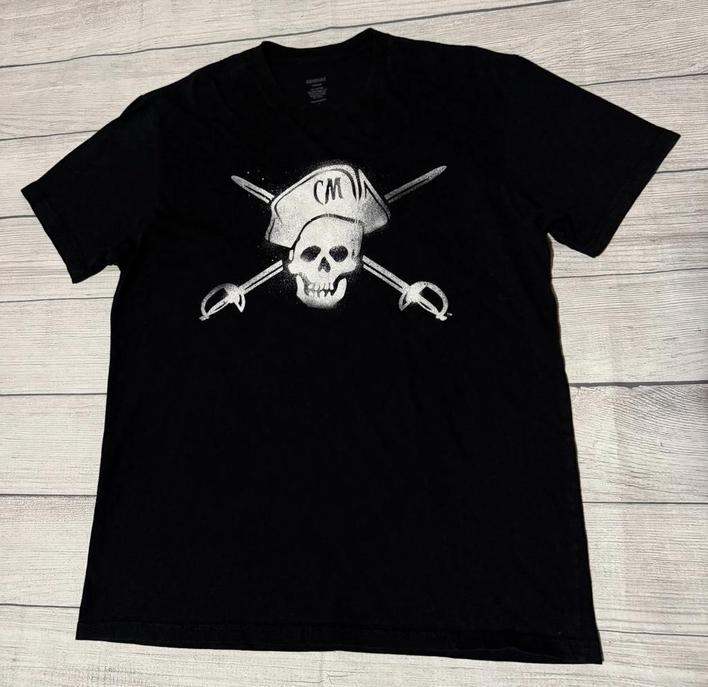 Captain Morgan Cannon Blast Rum Black T-Shirt Size Large Skull Crossbones