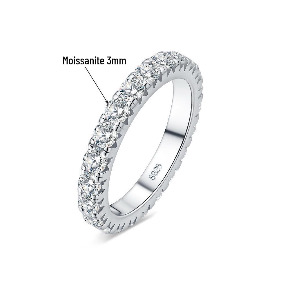 18K Gold-Plated 925 Sterling Silver Moissanite Band Ring for Women