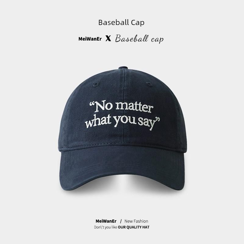 

Hat Female Summer Sun Hat Easiest for Match plus Size Deepening Peaked Cap Big Head Circumference Face Small Embroider Letter Baseball Cap 600 navy blue matter cap