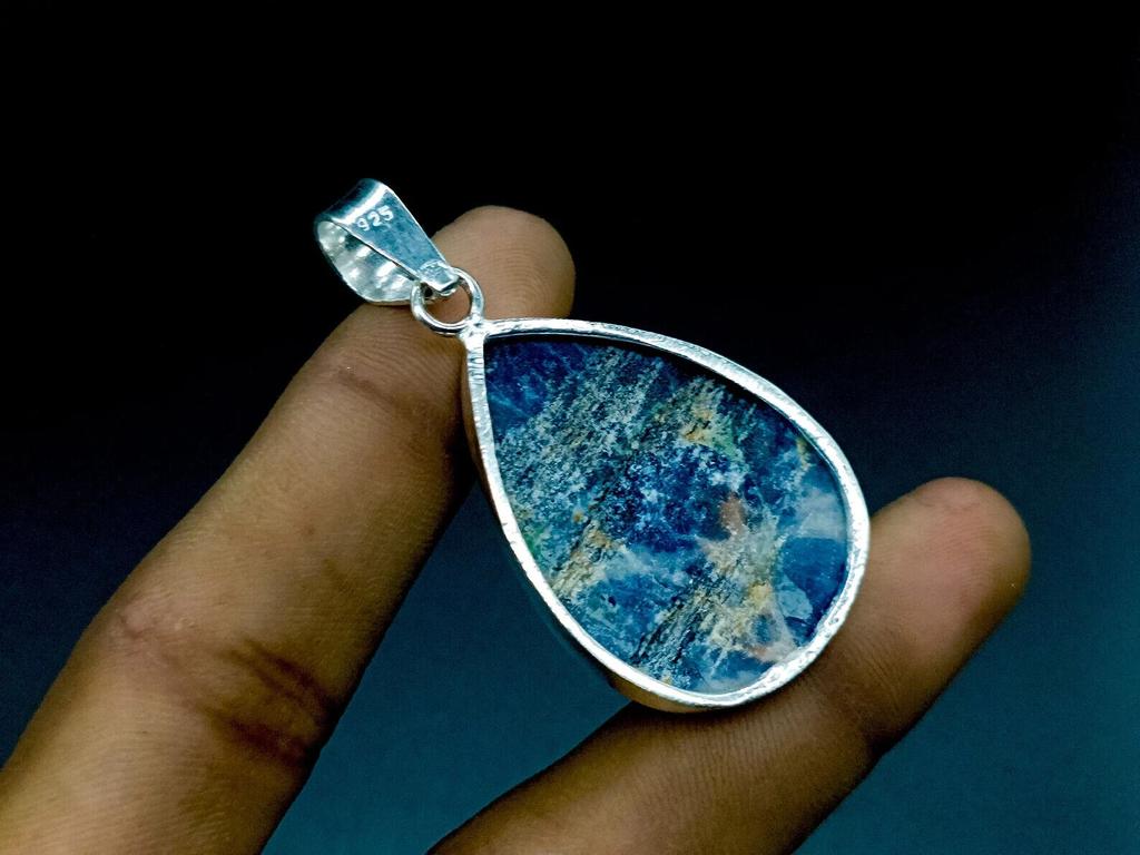 Sodalite Pendant 925 Sterling Silver Pendant Sodalite Gemstone Pendant Necklace