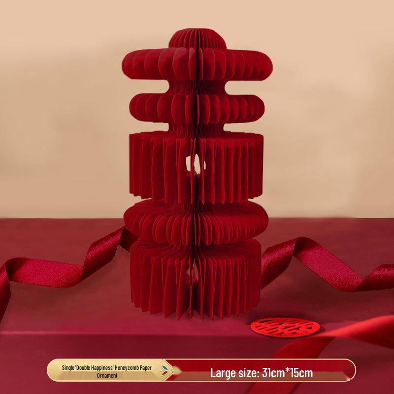 Wedding Decor Set: 3D Honeycomb Balls, Fortune Knot, Double Happiness Gourd & Magnet