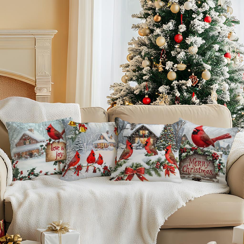 45X45Cm Vintage Red Bishop Christmas Pillowcase Bedroom Cushion Cover 100% Polyester Living Room Cushion Pillowcase Home Decor
