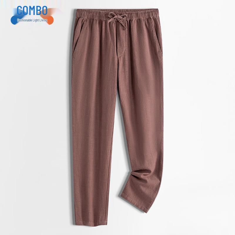 Men s Linen Blend Straight-Leg Casual Pants S