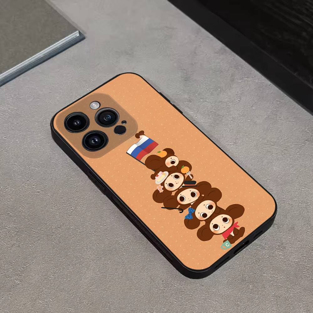 Cartoon C- Cheburashka-es Phone Case For iPhone 16,15,14,13,12,11 Plus,Pro Max,XS,X,XR,SE,Mini,8,7,Soft Silicone Black Cover