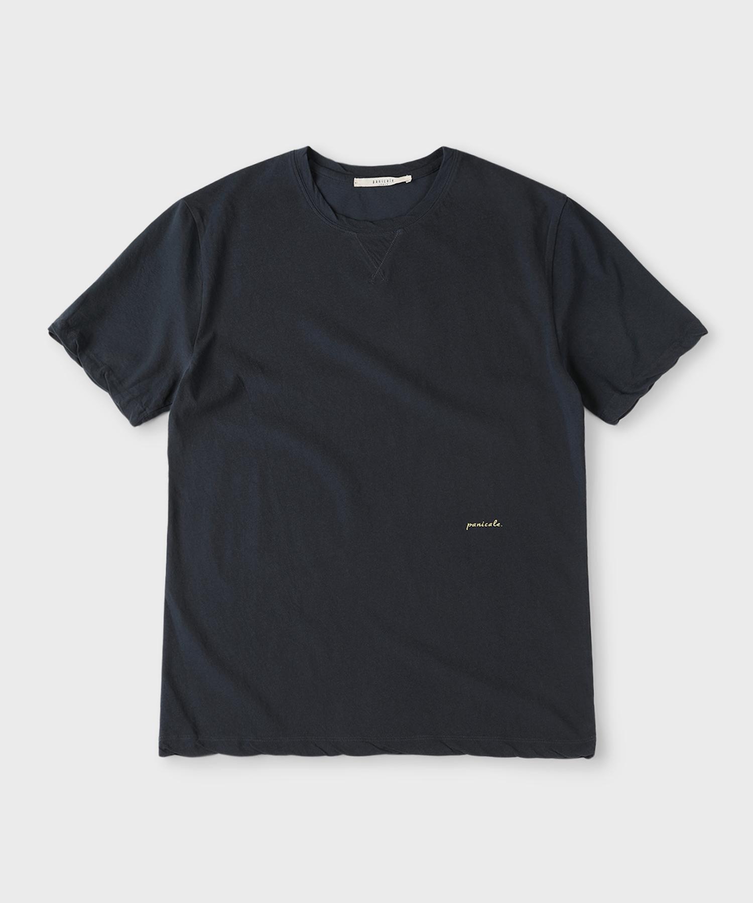Panicalle Navy Vintage Washed Logo T-Shirt Ivory/L