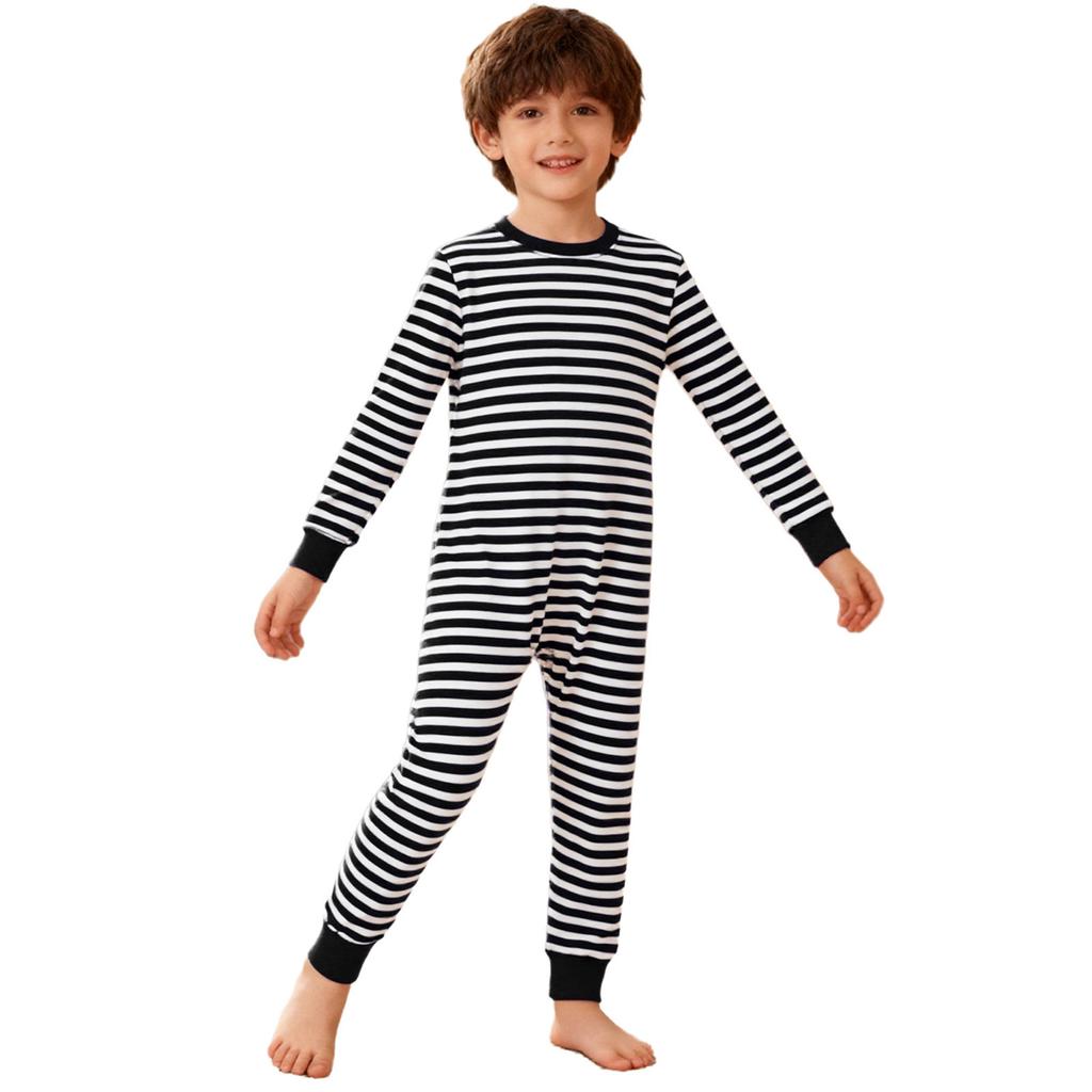 Tuta a righe unisex per bambini con bisogni speciali, abbigliamento adattivo, manica lunga, lunghezza intera, anti-strappo sulla schiena, cerniera invisibile